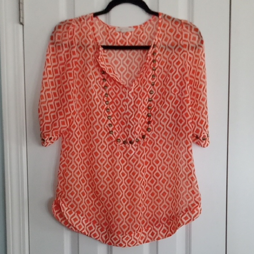 41 Hawthorn Geometric Orange Blouse
